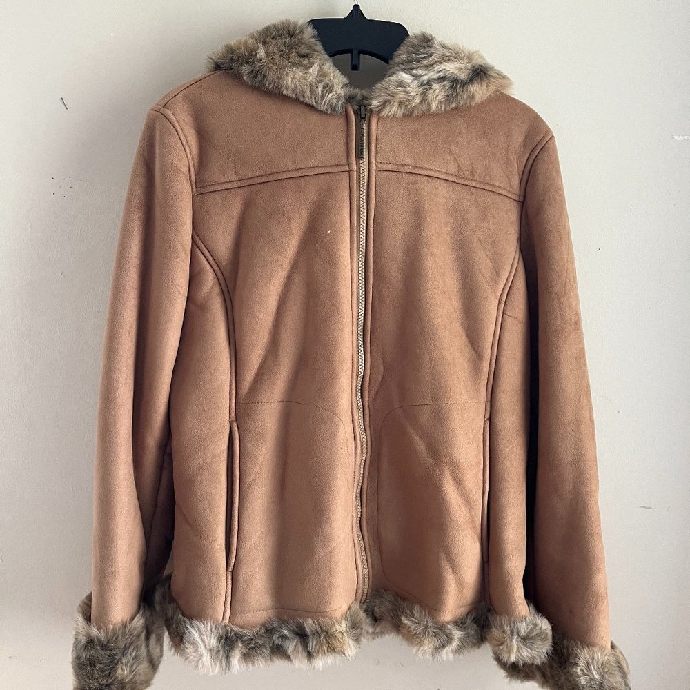 Platinum Utex Faux Suede Coat